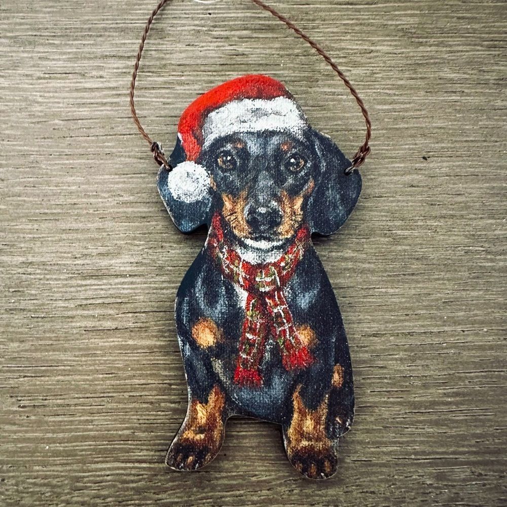 Dachshund Dog Wooden Christmas Holiday Ornament